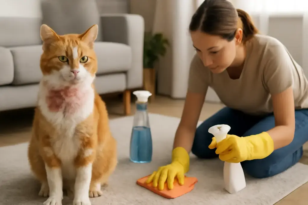 Dermatiti nei gatti e igiene dell’ambiente domestico: la procedura che riduce recidive e fastidi