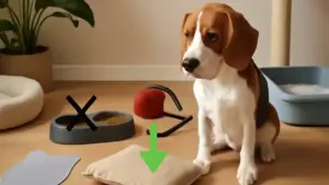 Cane che trascina il proprio gioco nella zona riposo: quando lasciare che sia lui a scegliere dove usarlo invece di spostarlo ogni volta