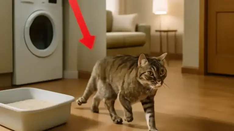 Gatto che evita una stanza dopo aver spostato i mobili: come reintrodurre gradualmente punti familiari e rifugi